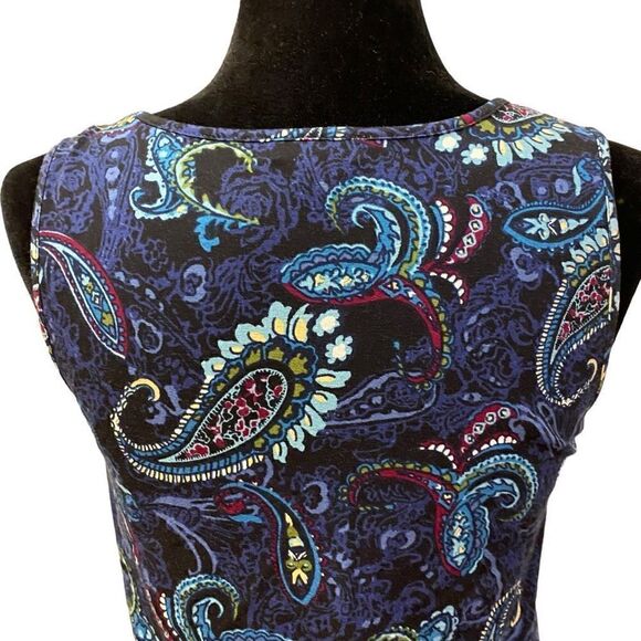 J. Jill Wearever Collection Navy Paisley Sleeveless Top Size XS - Picture 9 of 13